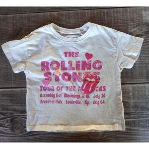 Zara Shirt Girls 2T White The Rolling Stones Tour Graphic Band Tee Top Rock